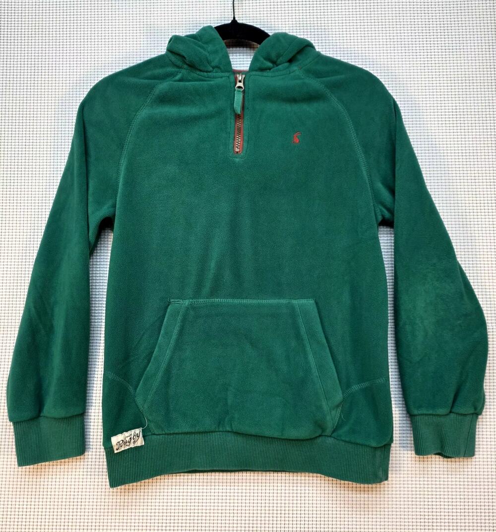 Joules Kids Green Fleece Hoodie 1/4 Zip Hare Logo Sz 11-12Y Back‎ To School Prep
